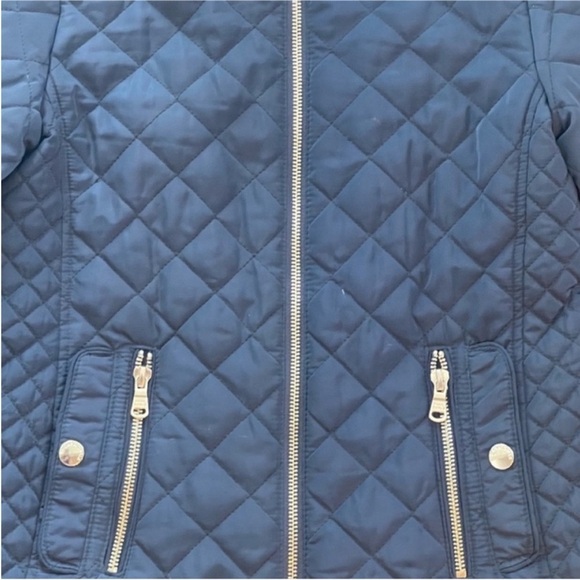 Zara Girls Quilted Jacket Navy Blue Sz 9/10 - Picture 5 of 8